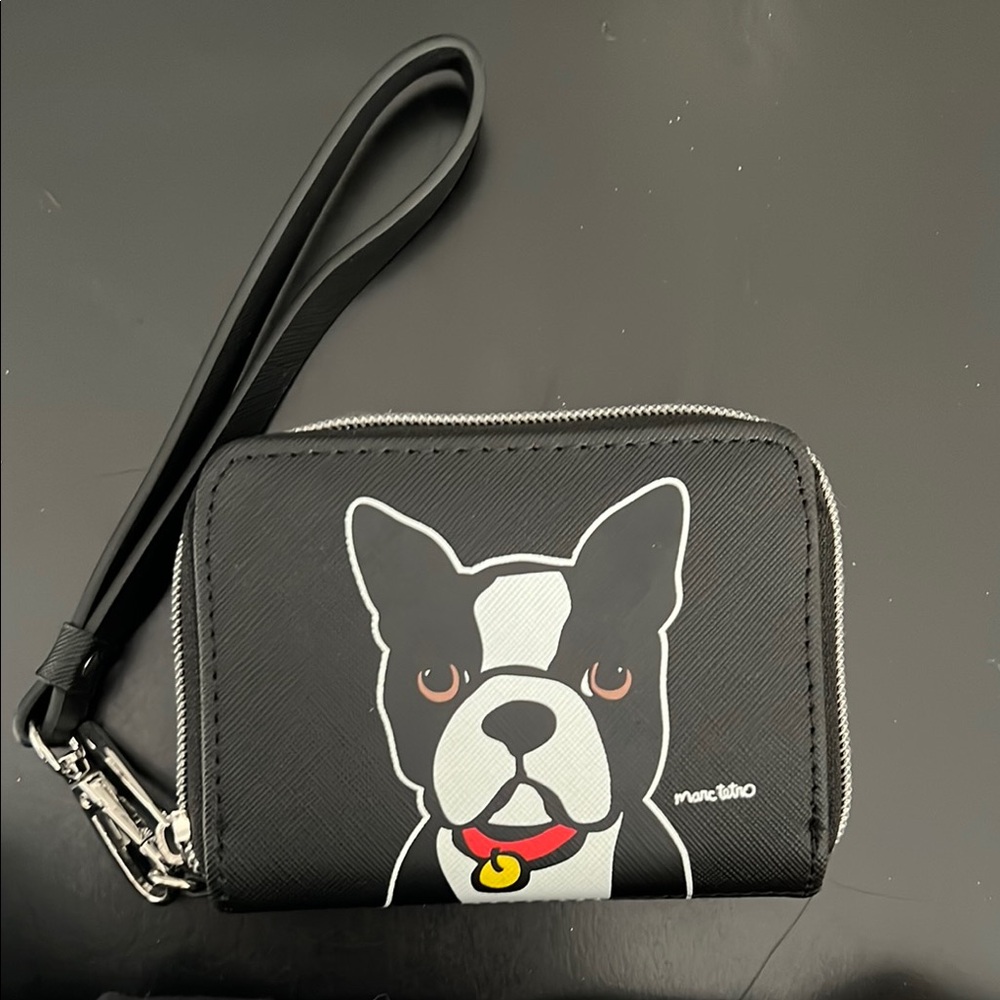 Marc Treto Black Boston Terrier Dog Wristlet wallet